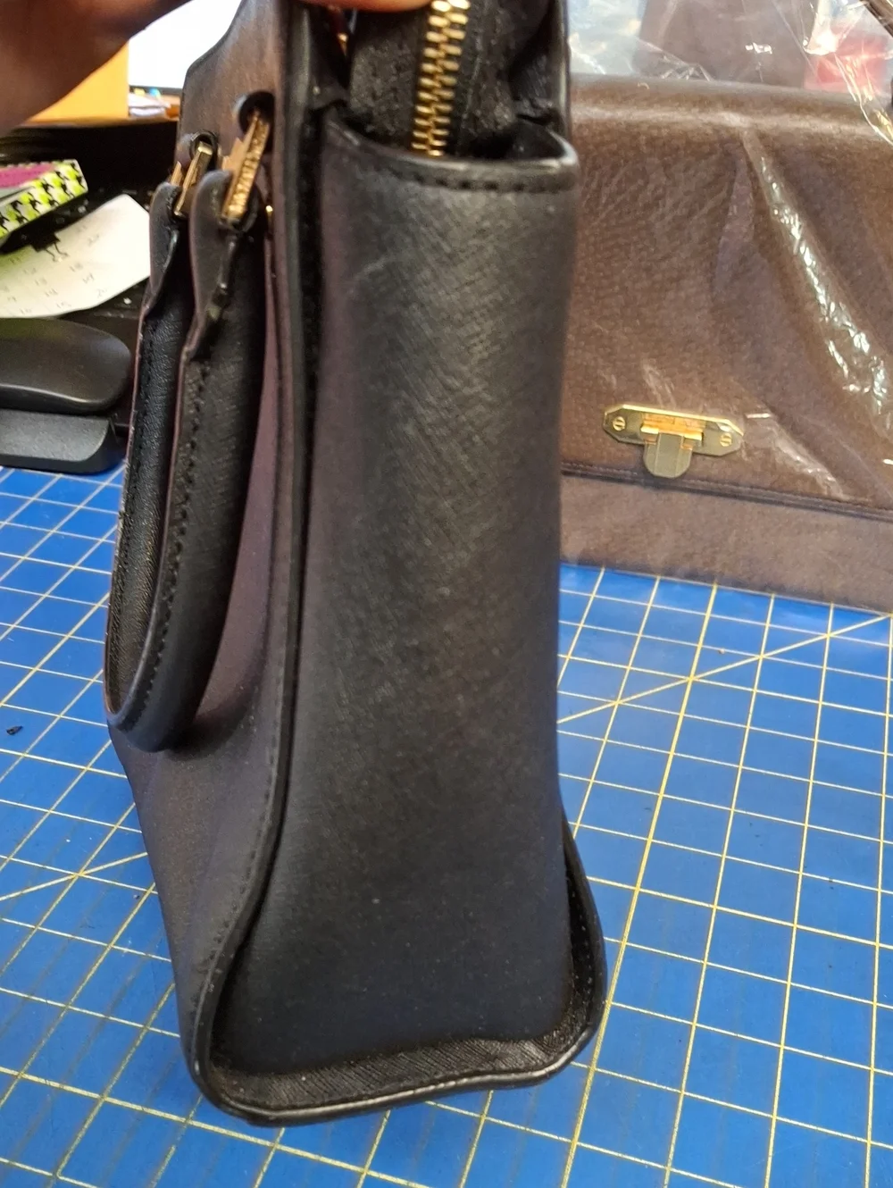Michael Kors Black Saffiano Leather Satchel Gold Hardware Preloved